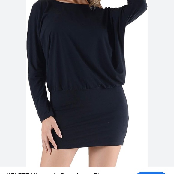 NWT Medium Yelete Women's Sexy Long Sleeve Round Neck Bodycon Skirt Mini Dress - Picture 9 of 13